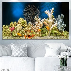 Tranh rừng san hô và đàn cá