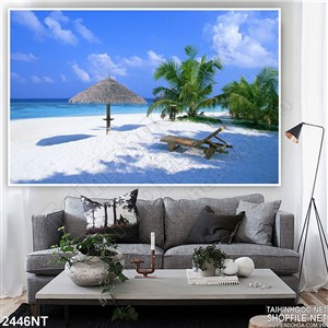 Tranh bãi cát trắng trên biển