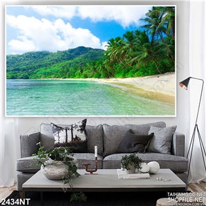 Tranh rặng dừa trên bờ biển