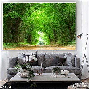 Tranh con đường tre xanh treo tường