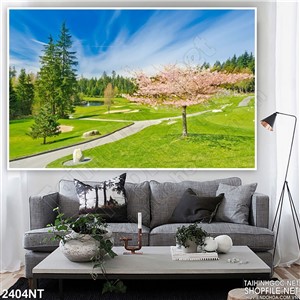 Tranh những con đường trên đồng cỏ xanh