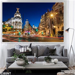 Tranh thành phố xa hoa trong đêm