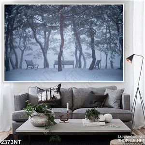 Tranh khu rừng phủ tuyết in uv