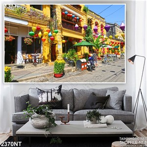 Tranh phố cổ lồng đèn