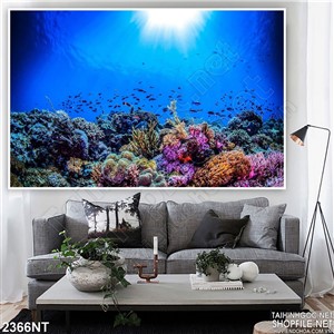 Tranh dưới đại dương xanh treo tường