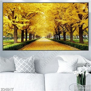 Tranh hang cây vàng rụng lá 3d