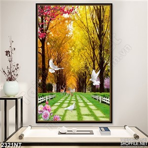 Tranh 2 hàng cây vàng úa