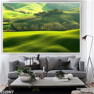Tranh đồng bằng xanh cỏ in uv