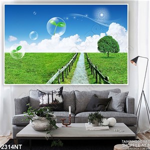 Tranh con đường rào chắn trên cánh đồng