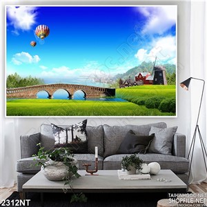 Tranh cây cầu giữa trời xanh