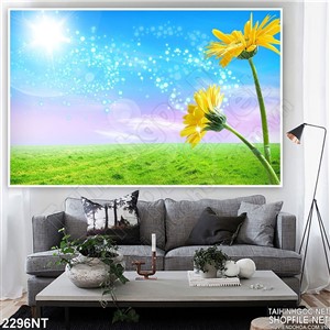 Tranh bông hoa tỏa hương trên cánh đồng