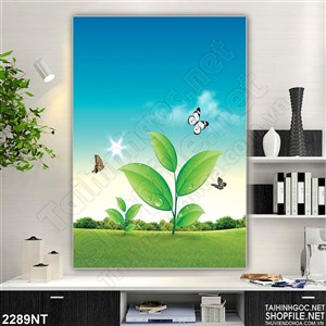 Tranh đàn bướm và bầu trời xanh