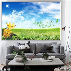 Tranh bông hoa thủy tinh trên trời xanh