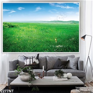 Tranh đồng cỏ xanh ngút ngàn
