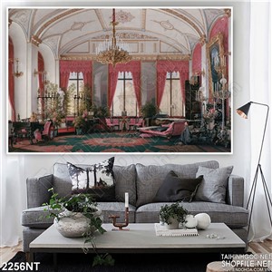 Tranh căn phong màu hồng 3d