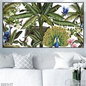 Tranh chim công và voi treo tường