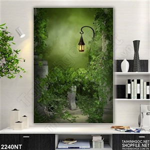 rừng xanh bên ngọn đèn treo tường