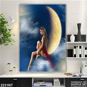Tranh thiếu nữ bên trăng khuyết