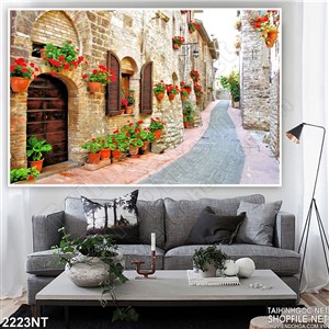 Tranh lối hoa trong khu phố treo tường