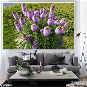 Tranh khóm hoa tím trên đồng cỏ