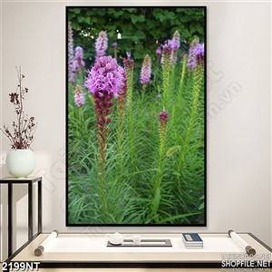 Tranh vườn hoa tím xanh mướt