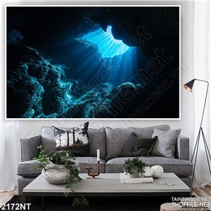 Tranh ánh sáng trên hang đá dưới biển