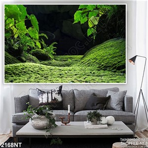 Tranh đồi cỏ xanh trong đêm