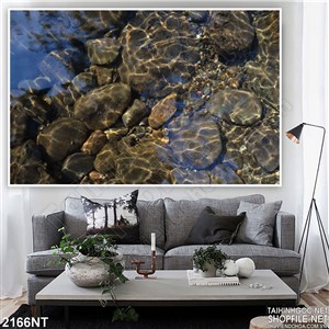 Tranh bãi đá cuội dưới dòng nước 3d