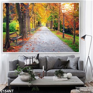 Tranh con đường mùa thu in uv