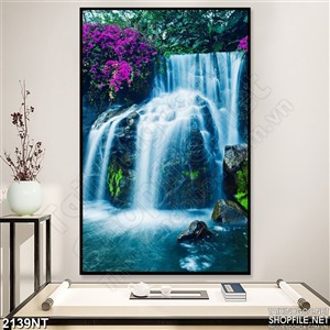 Tranh suối hoa treo tường