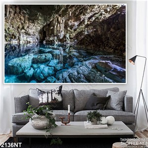 Tranh dòng sông trong hang đá 3d