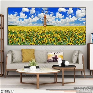 Tranh cối xay gió trên đồng hướng dương