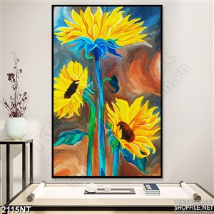 Tranh vẽ hoa cúc vàng treo tường