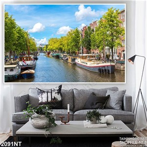 Tranh những con thuyền trên sông  dài