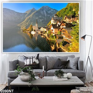 Tranh thành phố bên dòng sông