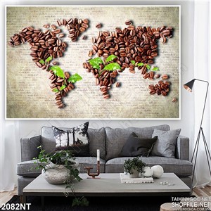 Tranh bản đồ cà phê treo tường