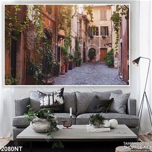 Tranh lâu đài đầy cây xanh 3d