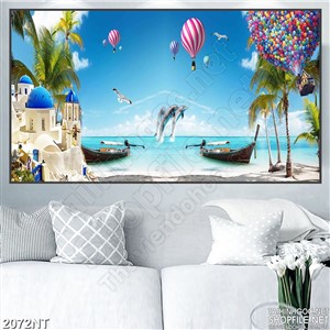 Tranh khu cảnh biển xanh 3d