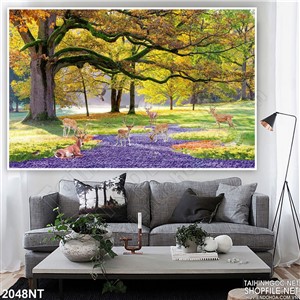 Tranh con đường tím và đàn nai