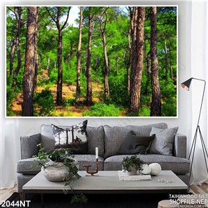 Tranh rừng thông xanh lá