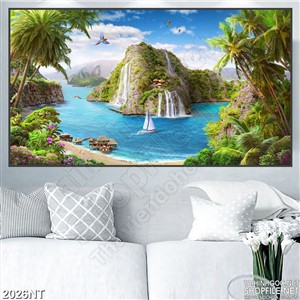 Tranh ốc đảo trong mơ in uv