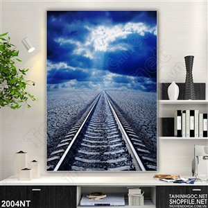 Tranh con đường ray hoang vắng  in uv