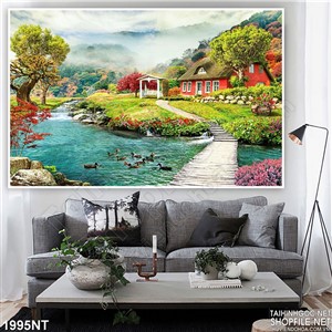 Tranh ốc đảo thần tiên 3d