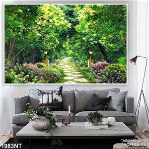 Tranh con đường màu xanh 3d