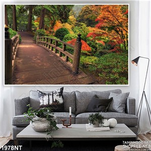 Tranh cây cầu dẫn vào rừng in uv