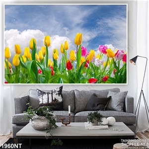 Tranh vẻ hoa tulip treo tường