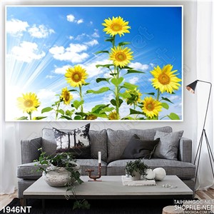 Tranh hướng dương đua sắc in uv