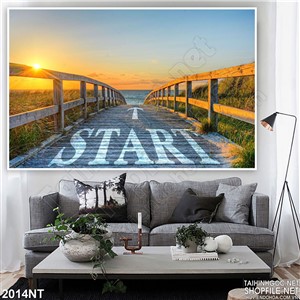 Tranh con đường gỗ trên bờ sông in uv