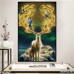 Tranh chim đậu sừng tuần lộc