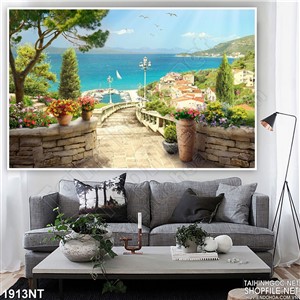 Tranh con đường dọc xuống biển